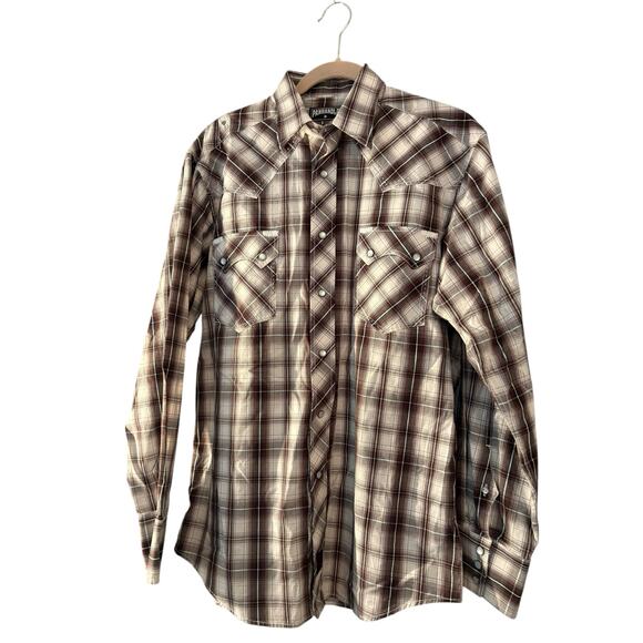 Pan Handle Slim Mens Pearl Snap Western Shirt Rodeo Casual Medium Long Sleeve - Picture 1 of 11
